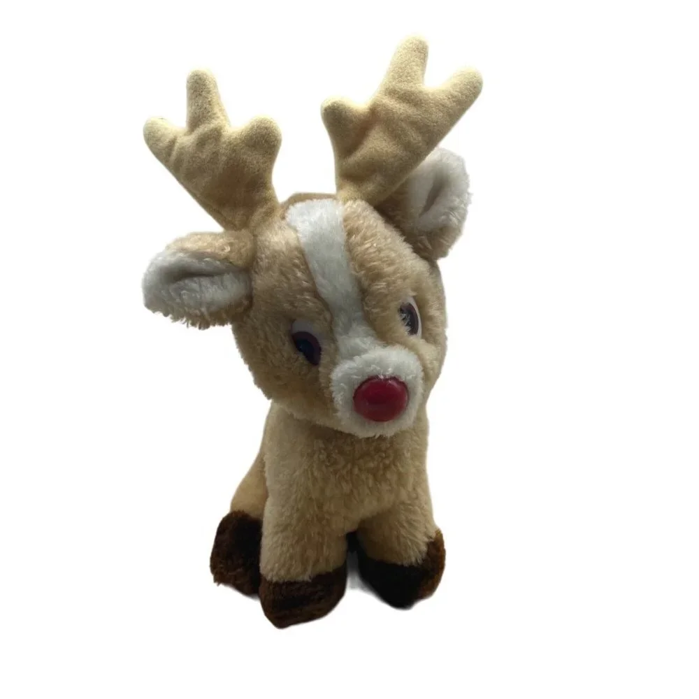 Russ Roscoe the Red Nosed Reindeer‎ Deer Buck Stuffed Plush Animal Toy 9 Inch